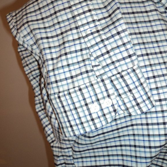 Lands End Mens 17 1/2 - 36  Shirt Plaid Tall Tailored Long Sleeve Supima Cotton - Picture 7 of 9